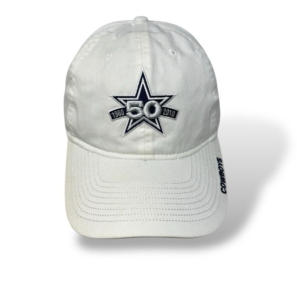 Reebok DALLAS COWBOYS 50th Anniversary Adult Baseball Hat Cap White (1960 -2010)